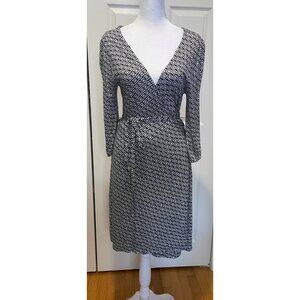 Old Navy Womens Geometric Black & White Wrap Dress Size S Y2K Mod Retro Feminine
